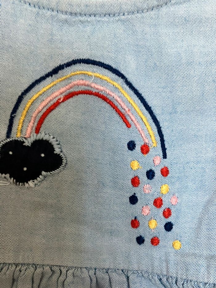 Jolie robe bleue claire en coton motif arc-en-ciel 24 mois Orchestra - photo numéro 2