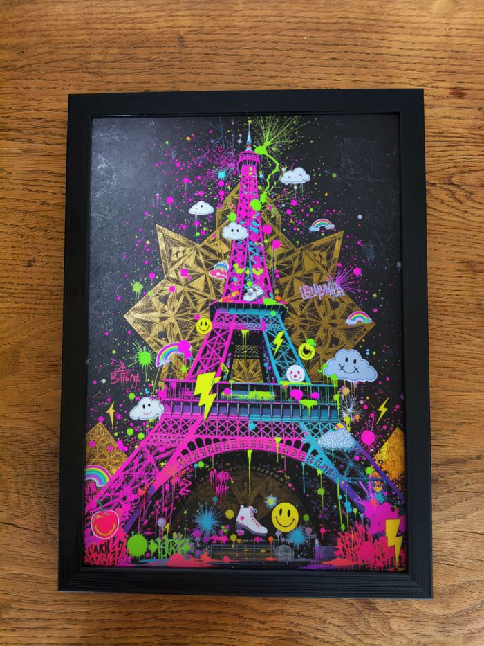 Affiche poster A4 (21 × 29,7 cm) Tour Eiffel street art coloré déco murale moderne salon chambre - photo numéro 3