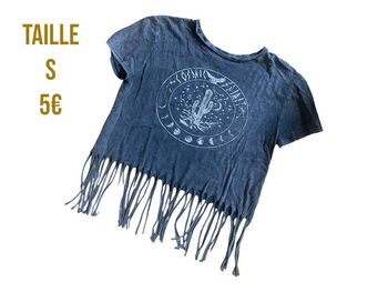 T-shirt gris à franges Primark taille S très bon état