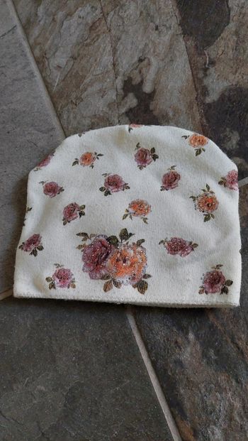 Bonnet hiver fille fleur laine