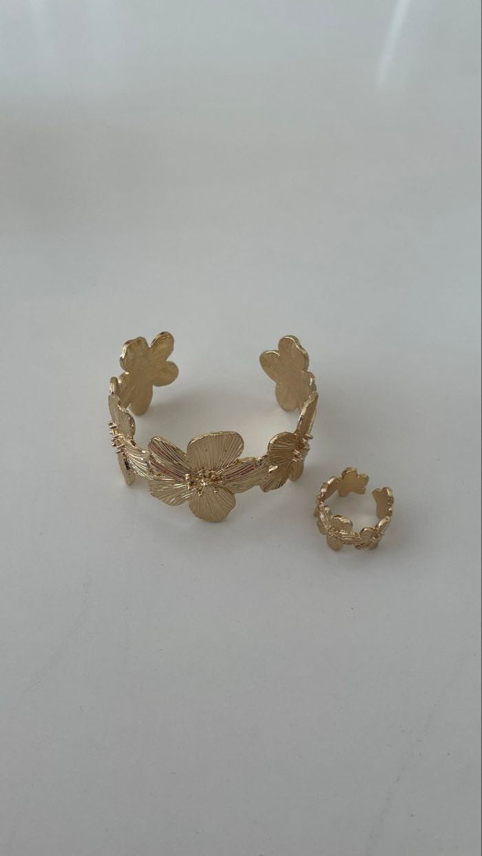 Parure bracelet et bague en acier inoxydable