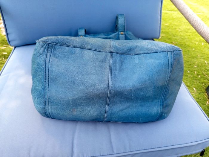 Sac cabas cuir bleu Pièces - photo numéro 4