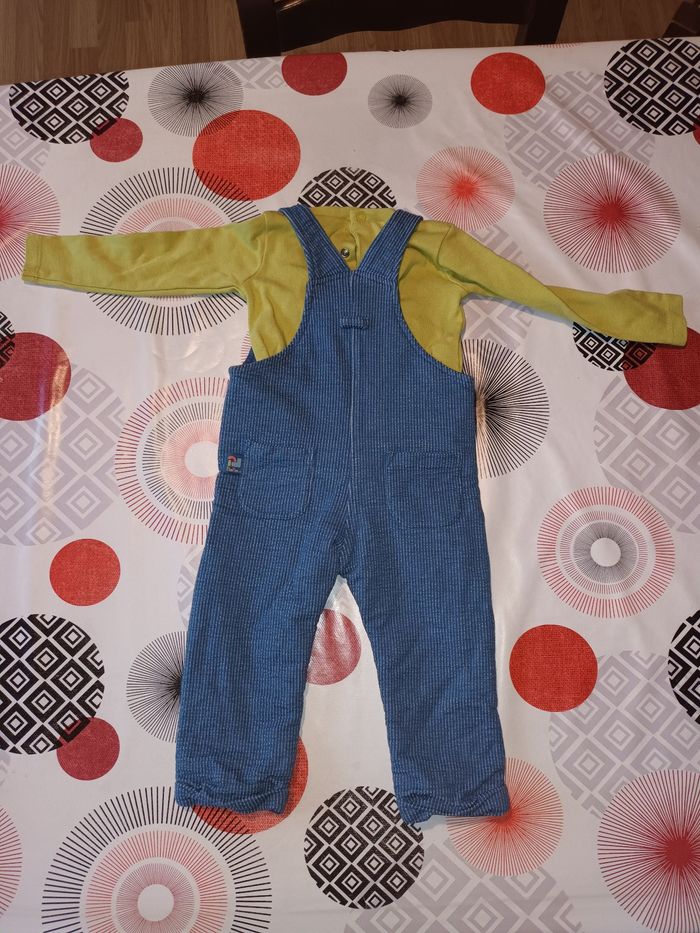 Tenue ensemble salopette molletonnée 👦 taille 9 mois comme neuf - photo numéro 5