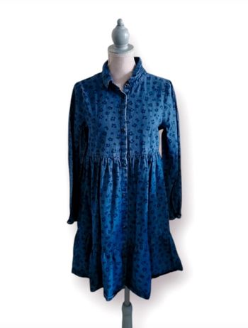 Robe manches longues bleue jean léopard Dpam taille 10 ans