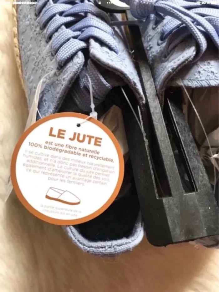 Baskets bleues en toile et en jute taille 40 neuve avec étiquette - photo numéro 8