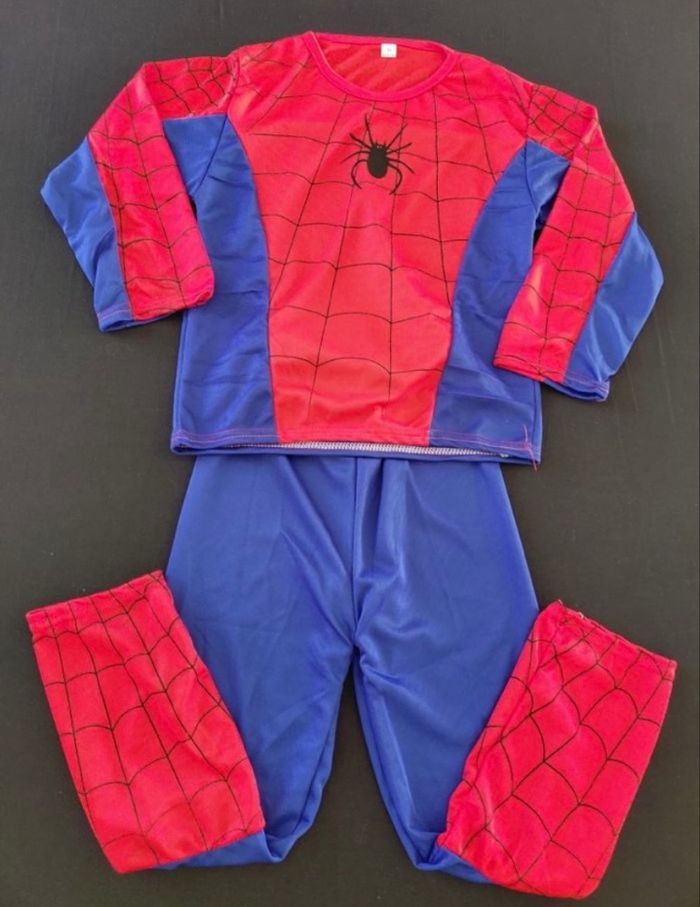 Deguisement spiderman bleu et rouge + cagoule Taille 3-6ans - photo numéro 5