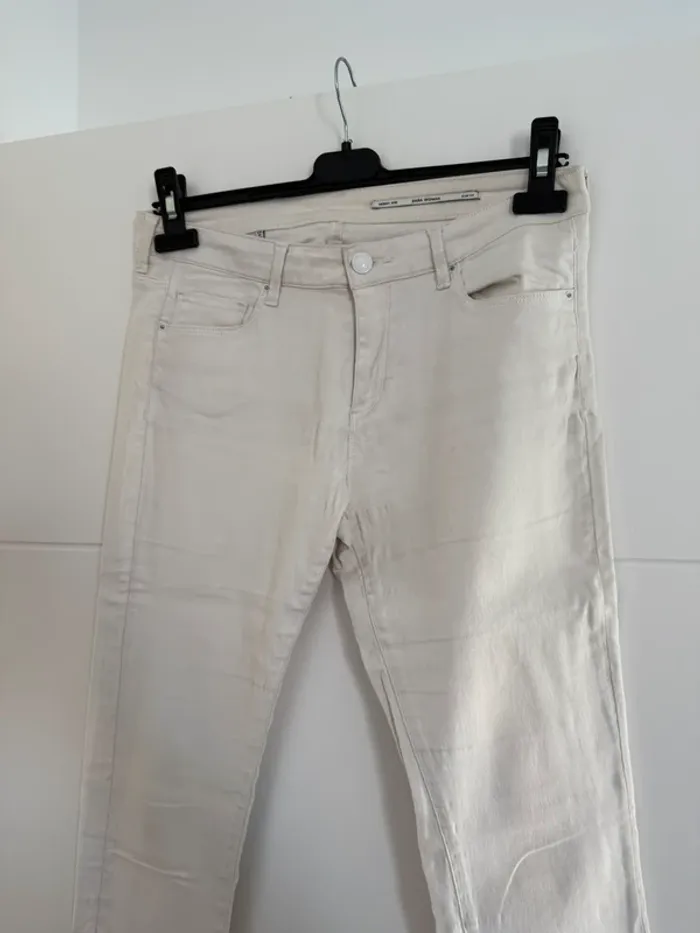 Pantalon skinny slim blanc Zara legging pantaloni pantalones rock Vloeiende Calças 38 M poches femme - photo numéro 3