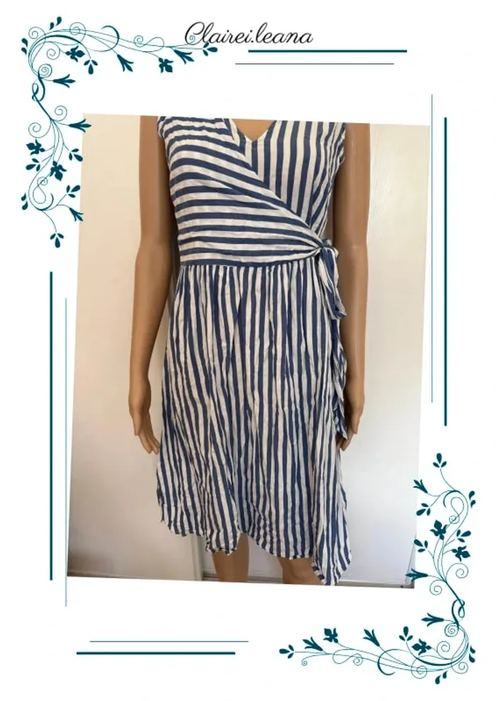 🛑robe bleu clair/blanche🛑T.36 - photo numéro 2
