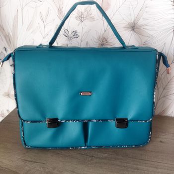 Cartable bleu canard