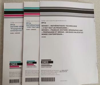 Lot Complet CNED EPI Collège 3ème Cours, Corrigés et devoirs
