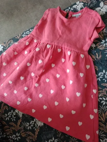 Robe rose à coeurs fagottino 86cm