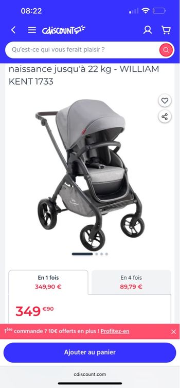Poussette trio william Kent Vega + base isofix