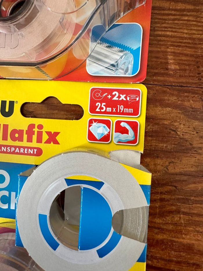 Lot de 6 dévidoirs 12 rouleaux de scotch ruban adhésif UHU rollafix transparent 25m - photo numéro 3