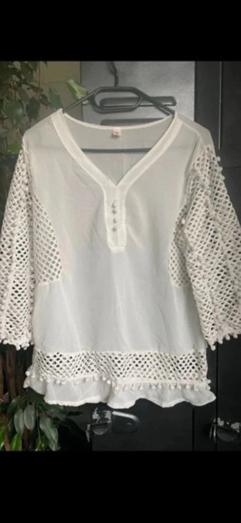 Chemisier blanc ajouré, taille XL