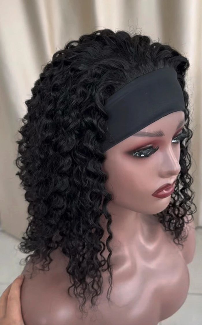Perruque bandeau 14 pouces boucle noir cheveux naturels