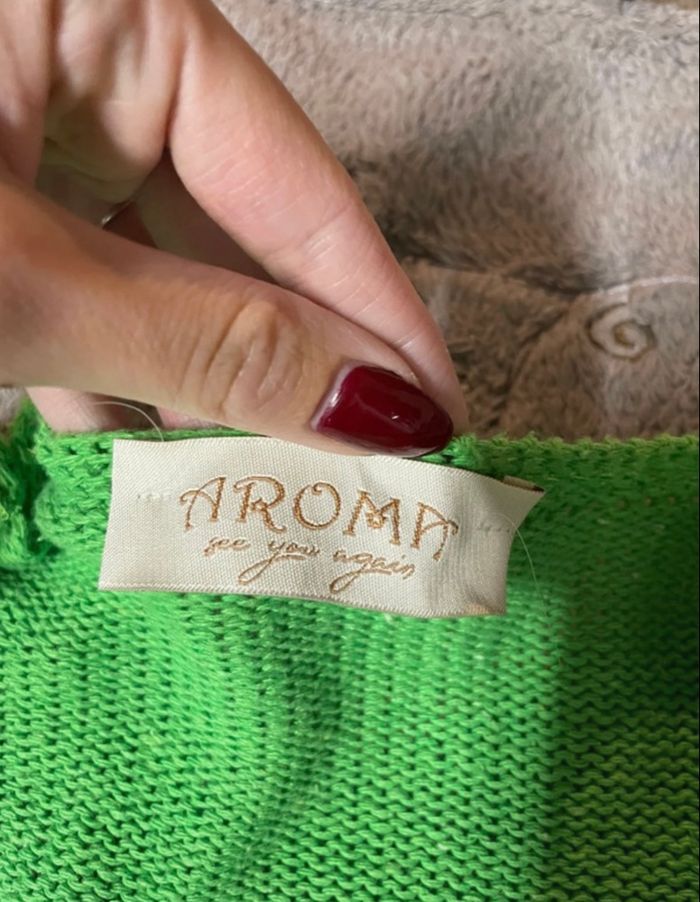 gilet vert fluo, femme 💚 cœur doré brodé, taille m - Aroma see you again - photo numéro 2