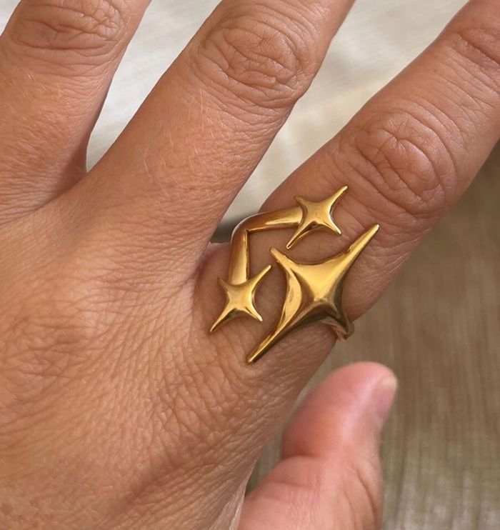 Bague Étoilesplaqué Or Ajustable