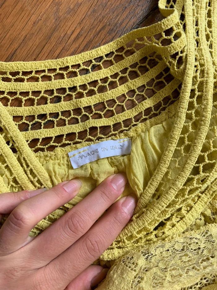 Robe jaune fluide dentelle taille s 36 - photo numéro 7