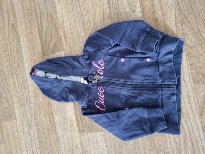 Gilet à capuche Disney - 12 mois - bleu marine et rose - photo numéro 1