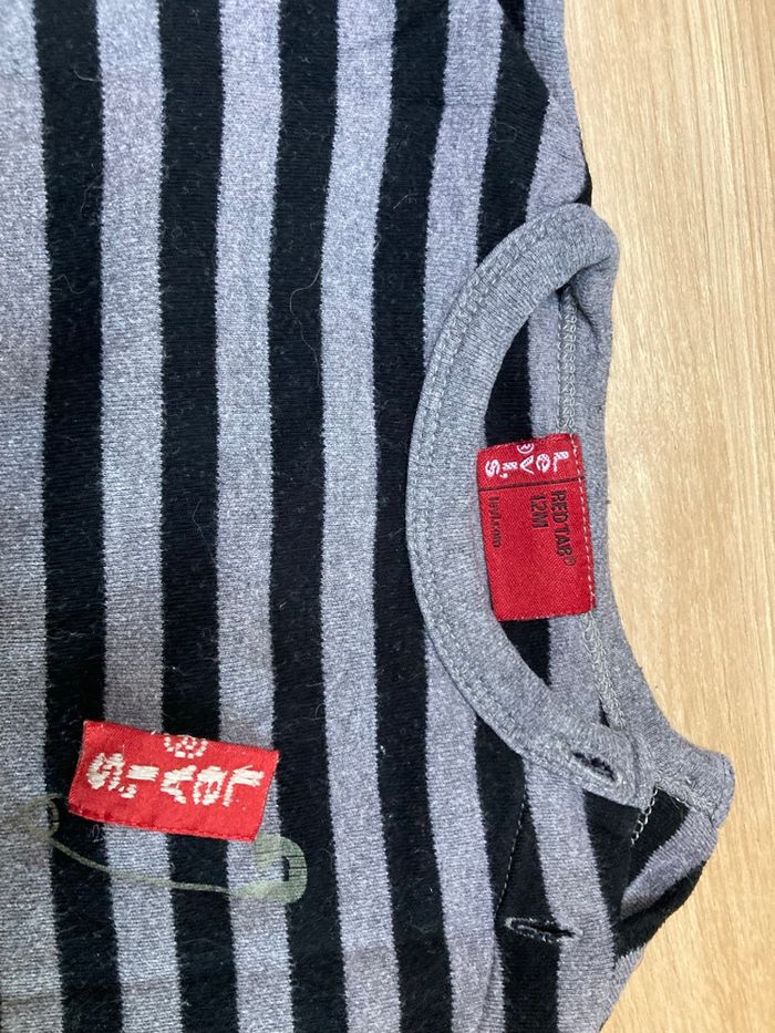 Tee-shirt manches longues Levis 12 mois noir et gris - photo numéro 3