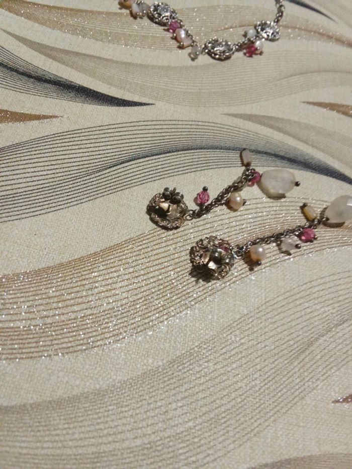 Ensemble collier bracelet boucle d'oreilles argent quartz et pierres - photo numéro 6