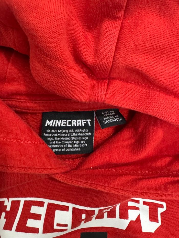 Sweat à capuche Minecraft Creeper rouge Primark T.7-8 ans très bon état - photo numéro 3