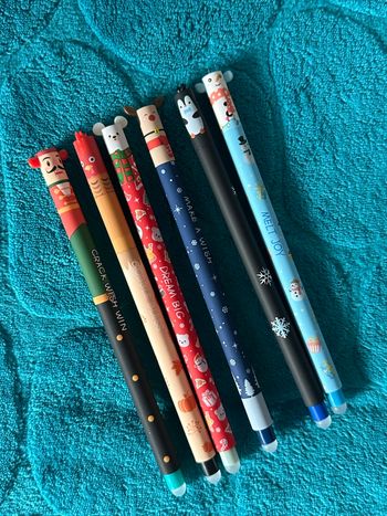 Lot de 6 stylos effaçables Noël 