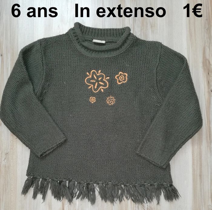 Pull 6 ans in extenso Kaki en laine