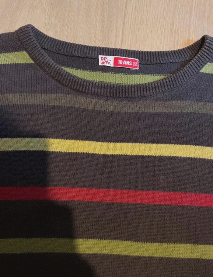 Pull marron rayé - DPAM - 10ans - photo numéro 3