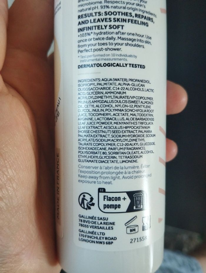 Lait corps peau sèche prébiotique et postbiotique - photo numéro 4