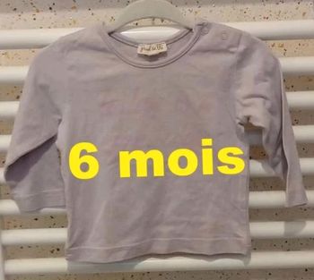 Tee  shirt manche longue  parme  imprimé  rose  Grain  de Blé Taille 6  mois