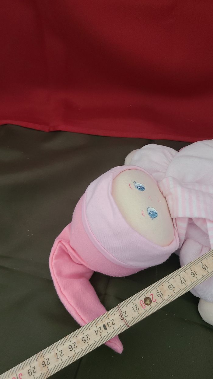Doudou poupée poupon bébé rose echarpe rayé COROLLE 2012 - photo numéro 2