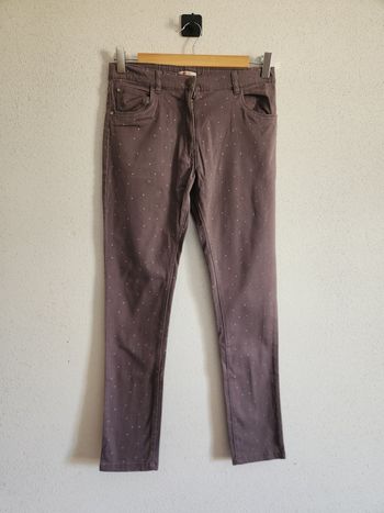 Pantalon fille 14 ans DPAM – marron à pois – taille réglable – très bon état