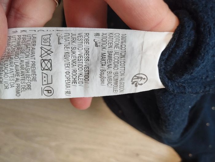 Robe mignonne bleue marine pois cœur dorés 36 mois automne hiver - photo numéro 4