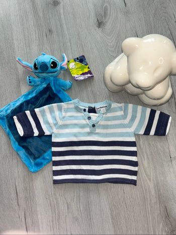Pull rayé bleu 1mois
