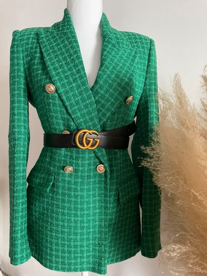 Zara Veste blazer tailleur tweed à boutonnage croisé taille S