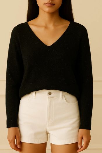 Pull à paillettes col V