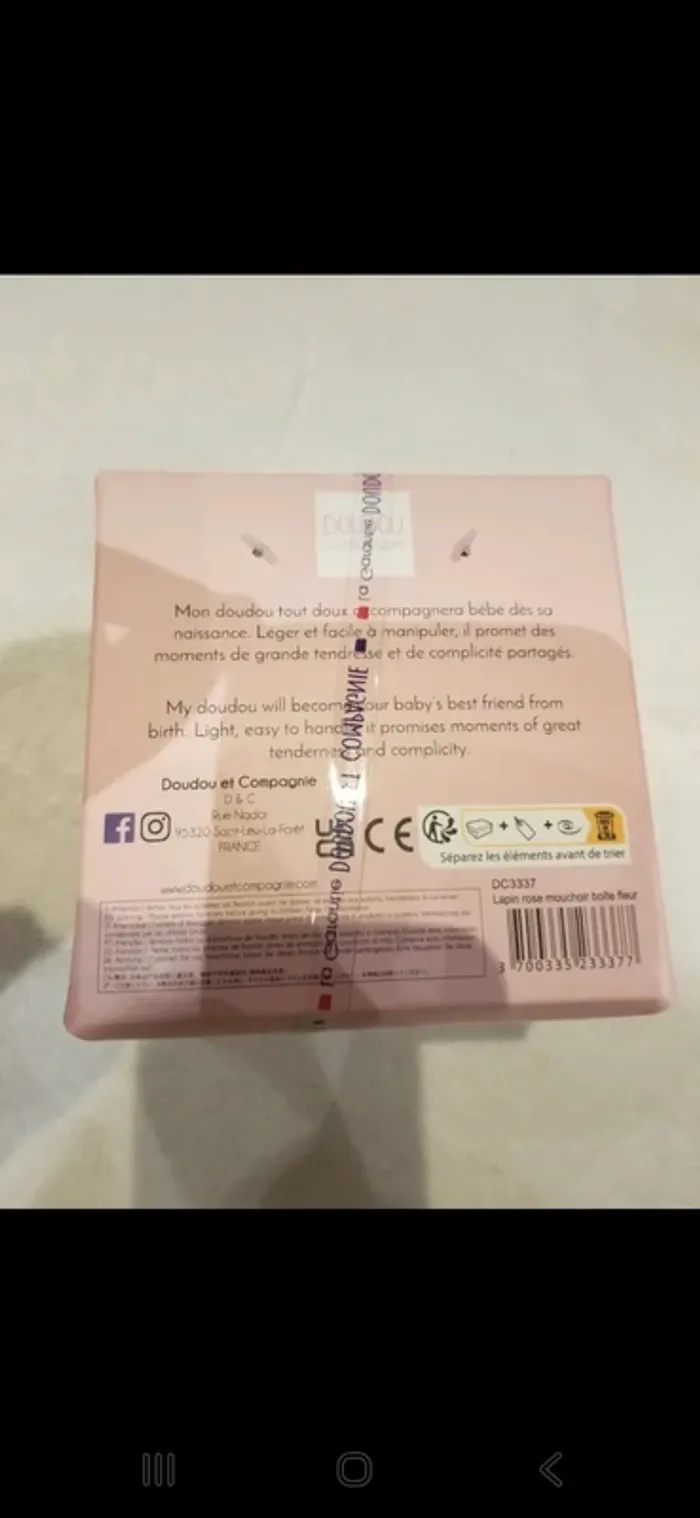 Doudou mouchoir lapin rose - photo numéro 4