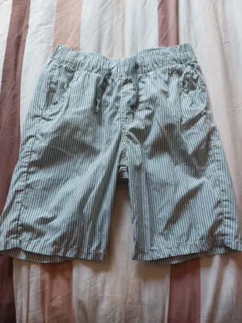Short rayé taille élastique en coton 134cm