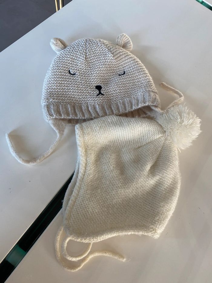 Lot de 2 bonnets en laine doublés polaire