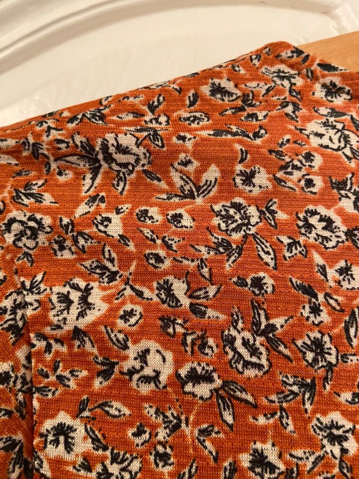 Robe cache coeur volantée orange motifs noirs Pull and Bear taille S - photo numéro 10