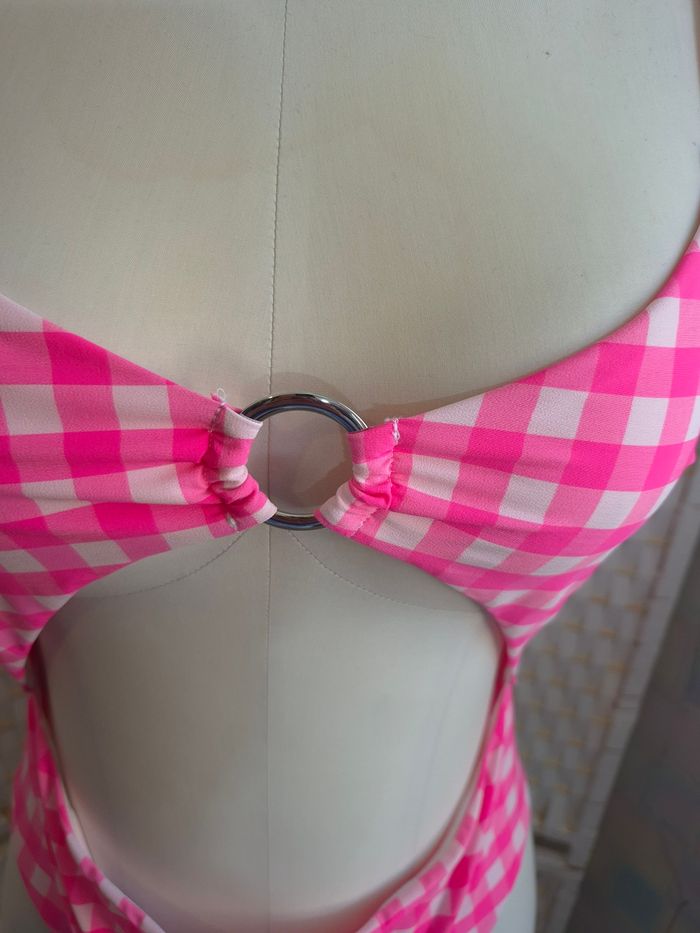 🌸joli maillot de bain 1 pièce Etam rose Gingham / Vichy femme T40 - photo numéro 3