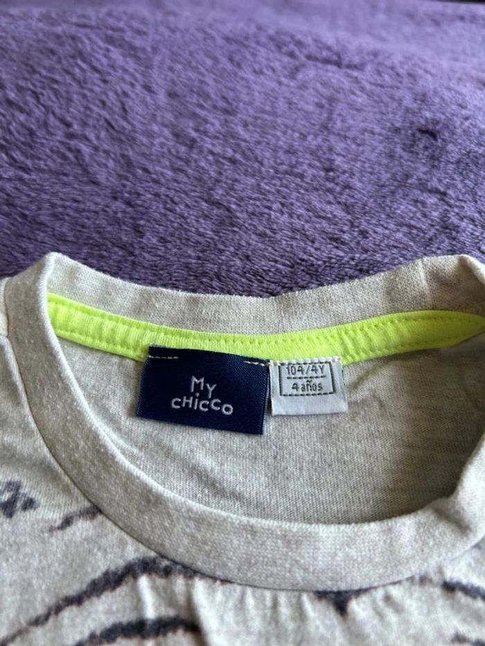T-shirt manches courtes garcon beige et noir imprimé tigre My Chicco taille 4 ans - photo numéro 4