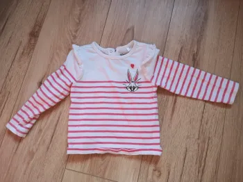 Tee shirt manches longues rayé rouge bugs bunny 18mois