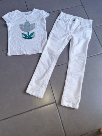 Lot pantalon tee-shirt blanc