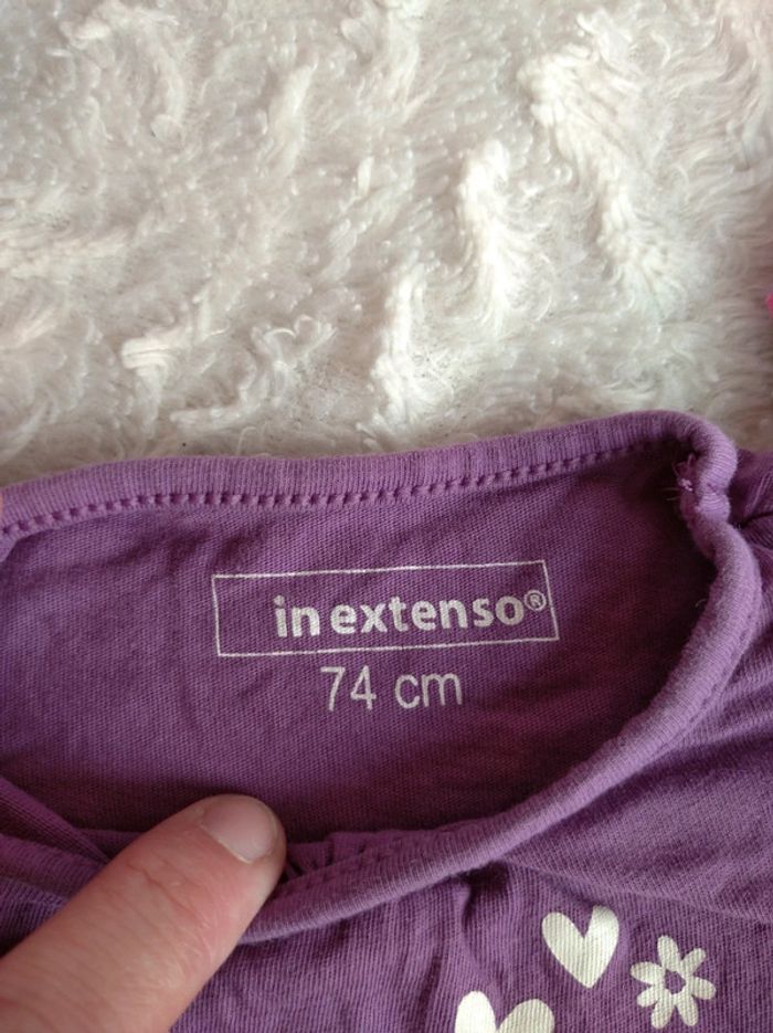 Lot de 2 tee shirt manches longues Fille 9 mois Fleurs Chat Cute Little kitty In Extenso 100% coton - photo numéro 7