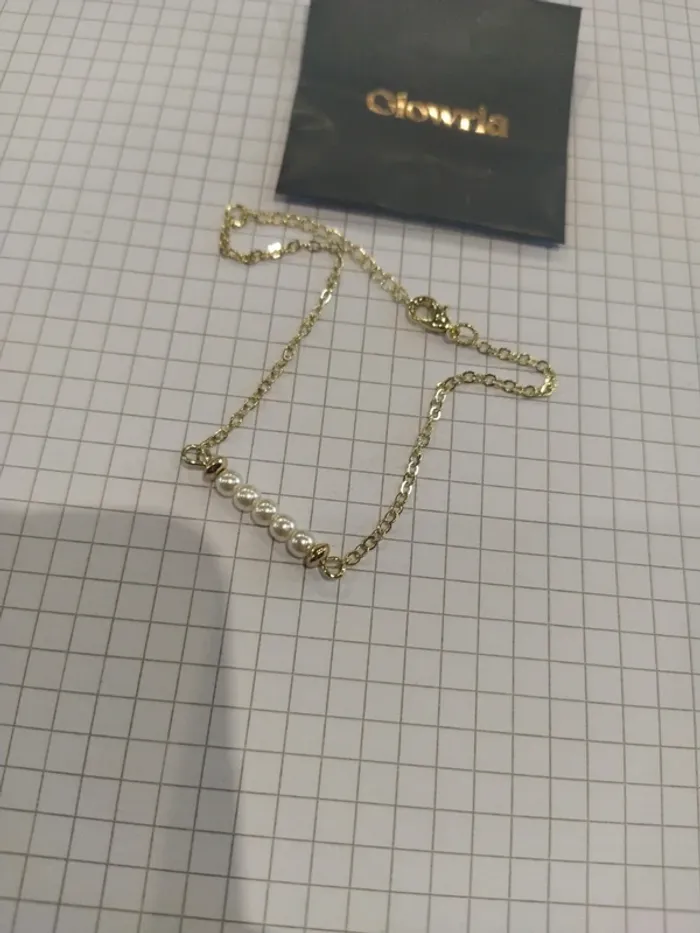 Bracelet doré perle blanc - photo numéro 2