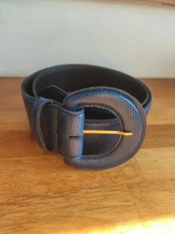 Ceinture cuir synthétique bleu 80 cm