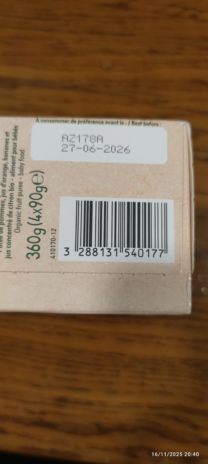 Babybio pomme orange banane  4  gourdes - photo numéro 2