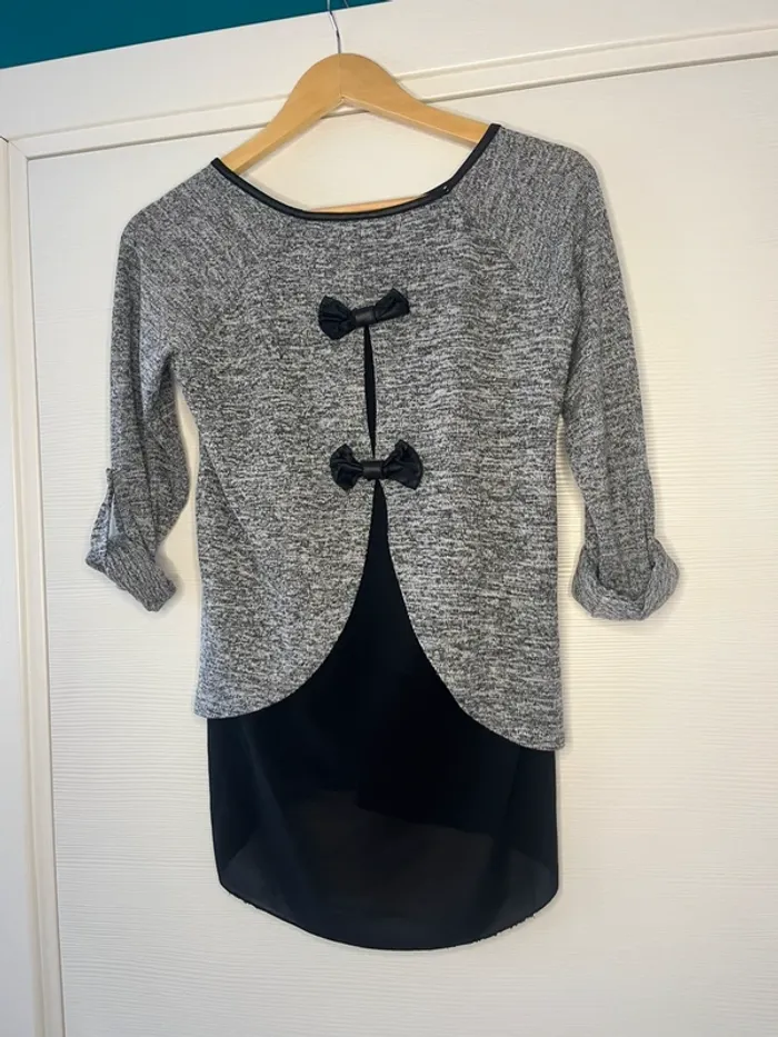 🔹 Pull blouse fluide avec voile et nœud🔹 - photo numéro 2